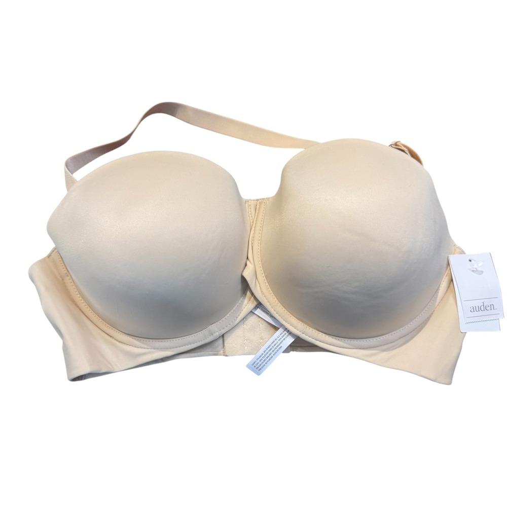 Auden Bra Womens 38DD Beige Strapless Lightly Lined T Shirt Convertible NEW
